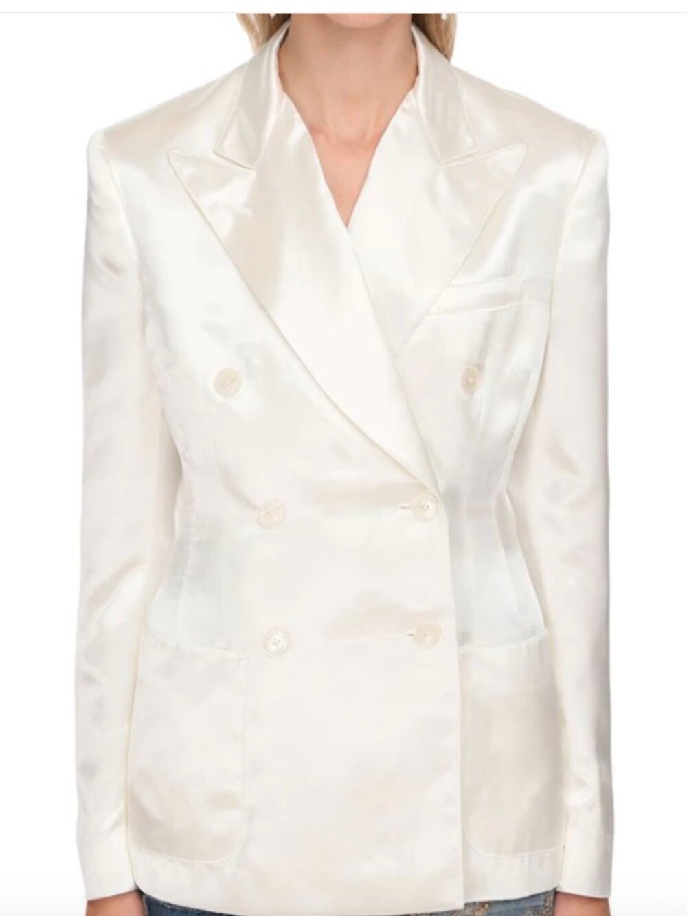 Ralph Lauren Collection Purple Label Peak Lapels Double Breasted Ivory Blazer